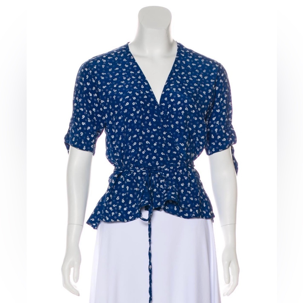 Faithfull the Brand, wrap v-neck floral blouse, size 4 / small